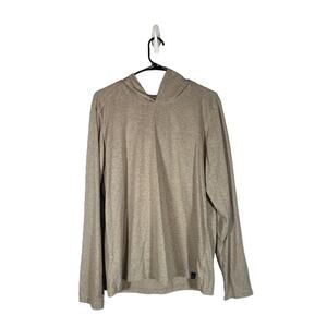 Prana Beige Long Sleeve Hooded Casual Pullover Sweatshirt Women Sz M